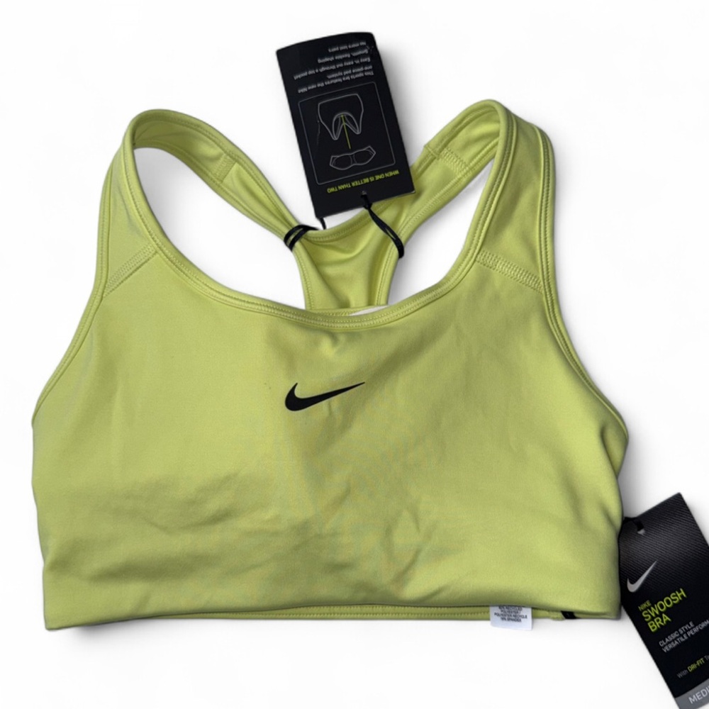 NWT Nike Swoosh Dri-FIT Sports Bra Womens XS Volt Green BV3636-367 Athletic